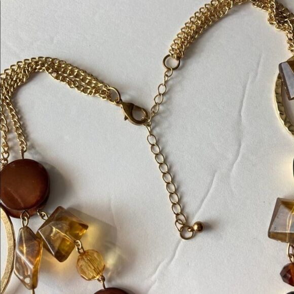Gold and brown tone multi strand statement necklace - Picture 5 of 12